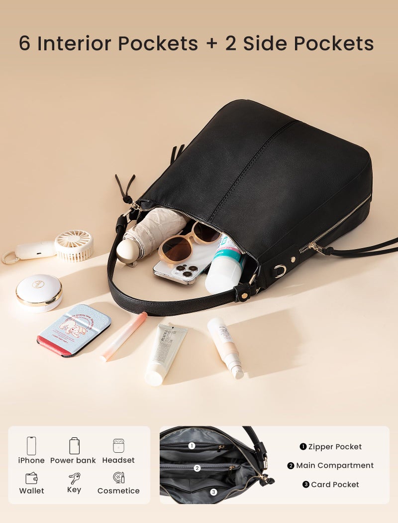 Realer Handbags for Women Large Designer Ladies Hobo bag Bucket Purse Faux Leather - Image 3